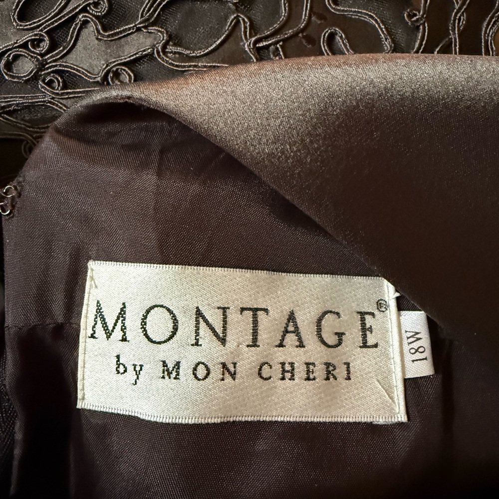 *Prom* Montage by Mon Cheri Chocolate Lace & Bead Accent Maxi Dress - Picture 2 of 6